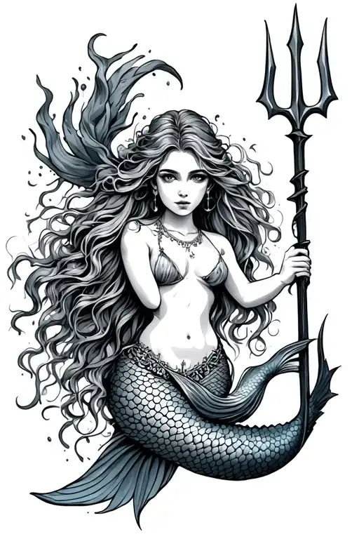 Mermaid Holding A Trident