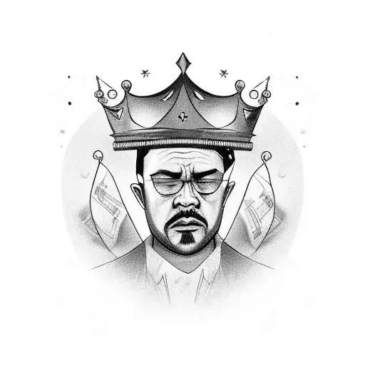 A Portrait Of A Notorious Gangster With A Crown Made Of Money And Guns