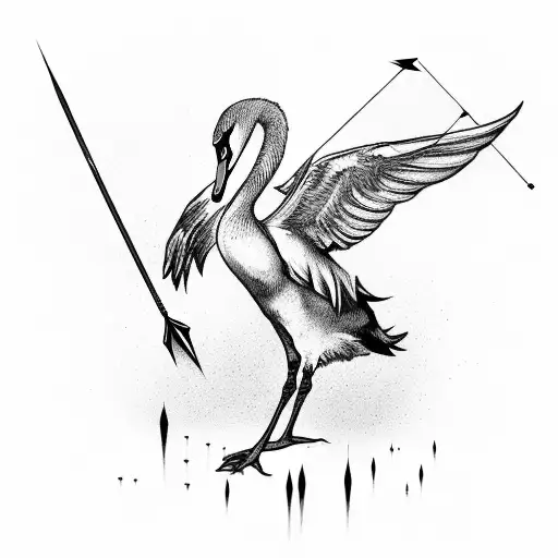 Swan And Broken Arrows Around
