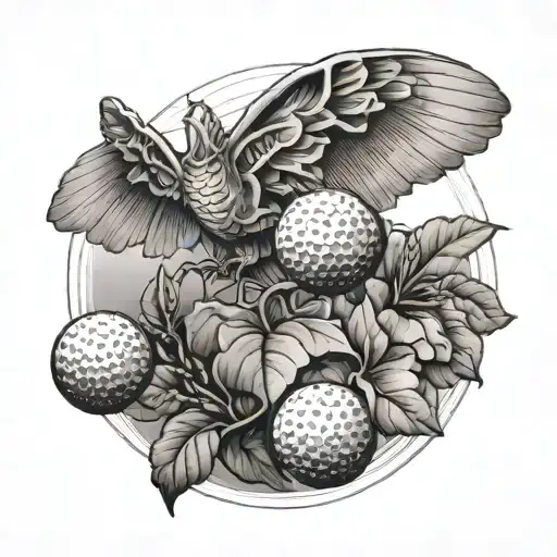 Bougainvillea And Golf Ball With Wings