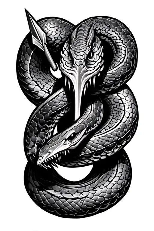 Coral Snake Wrapped Around Arrow Design