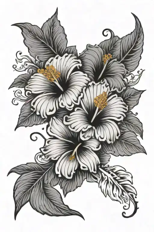 Word Musita In Cursive Leading Into Hibiscus Flower