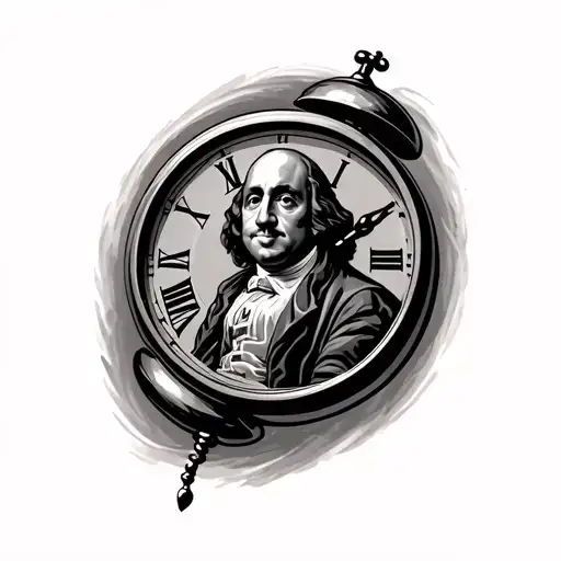 Clock With Image Of Benjamin Franklin Inside