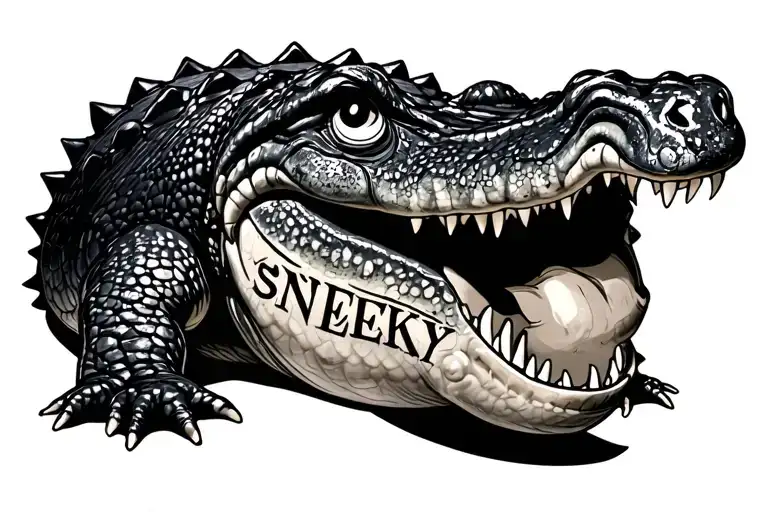 Cute Crocodile With The Word Sneaky Hidden On Its Body
