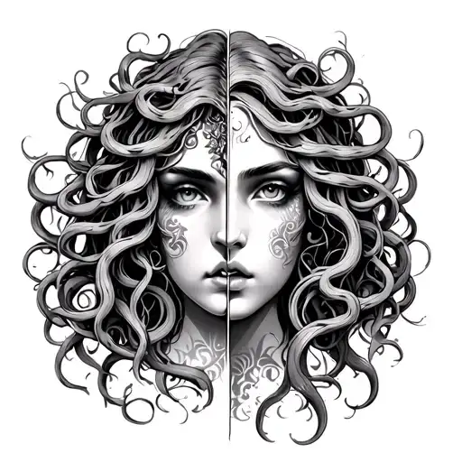 Medusa Lilith Faces Split Face