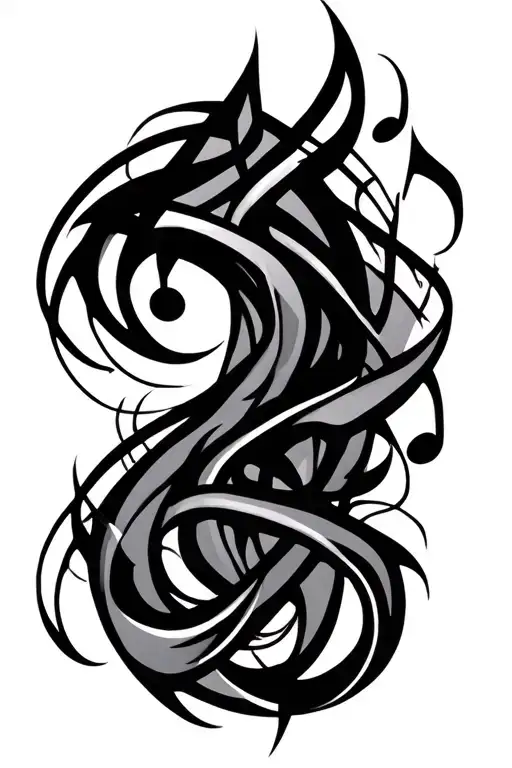 Tribal And Music Notes Intertwined Representing