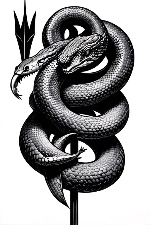 Coral Snake Wrapped Around Arrow Design