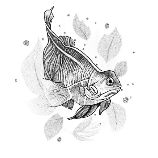 Betta Fish With Leaves And Sparkles