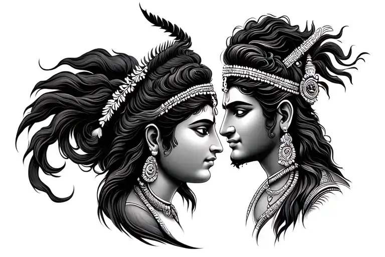 Generate A Tattoo Which Depicts The Friendship And Love Between Lord Shiva And Vishnu
