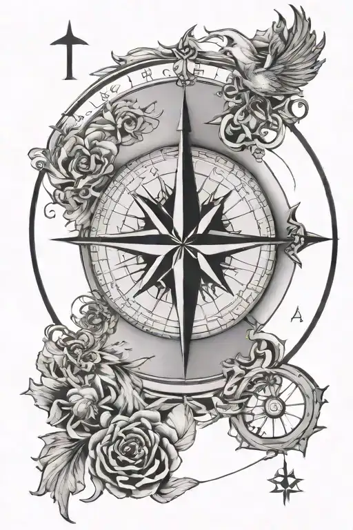 A Compass Rose With Each Cardinal Direction Symbolized By A Zodiac Sign