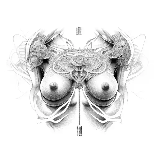 Torso Goddess Body Butterfly Fine Line