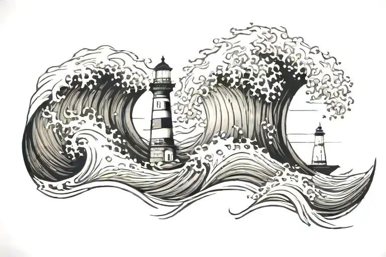 Wave With Lighthouse