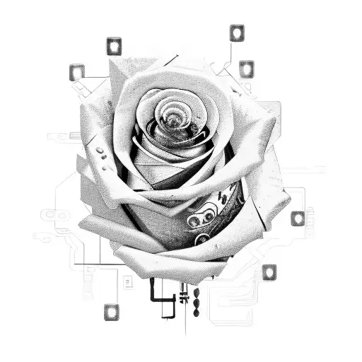 Cyberpunk Rose With Circuit Board Traces