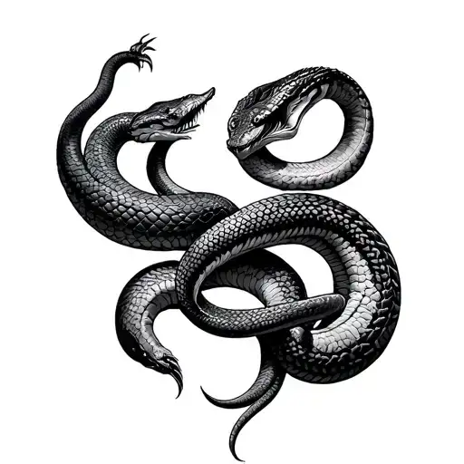 Double Snakes Ouroboros Circle Made