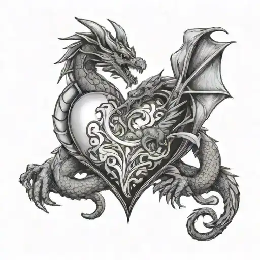 Dragon In A Heart Shape