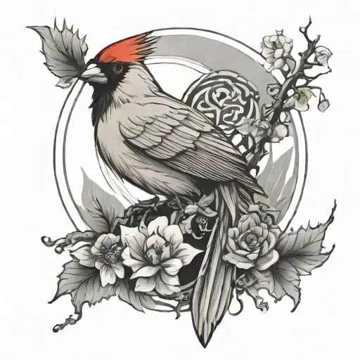 Japanese Cardinal With Aura Surrounding