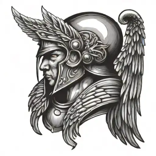 Angel Wings With Spartan Helmet