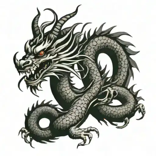 Chinese Dragon Under A Cross