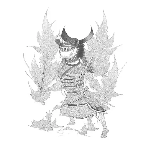 Japanase Warrior With Leafs
