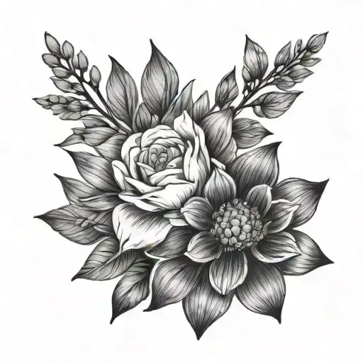 July And August Birth Flower Combo Tattoo Minimal Tattoo Design
