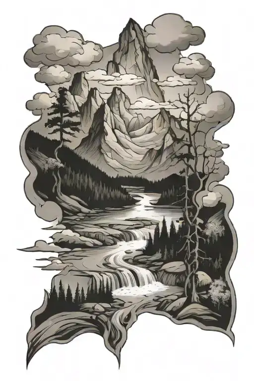 Mountain Scene With River