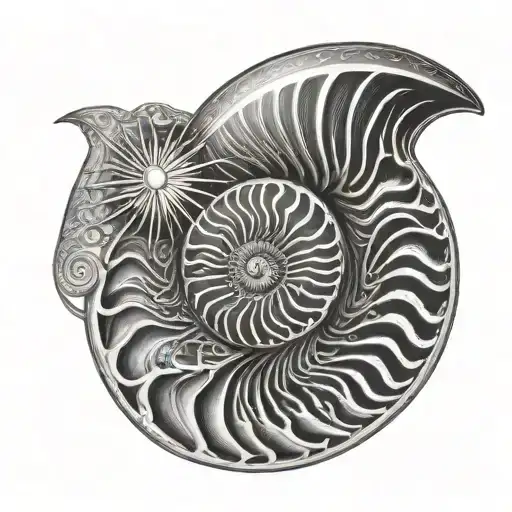 Nautilus Shell With Sun Rays