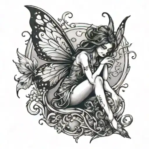 Dark Fairy Sitting Alone