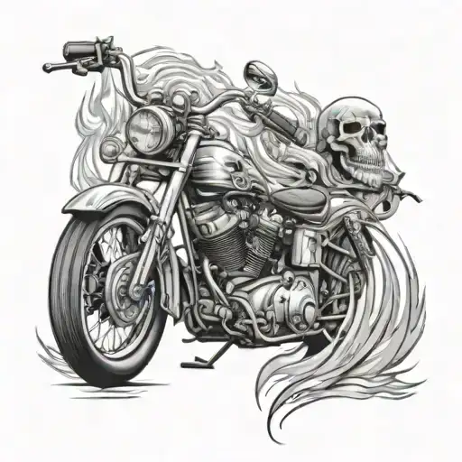 Boston Motorcycles Skulls Fire Good Times Outside