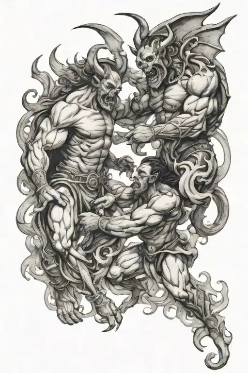 Heaven And Hells Demon Fighting Over Man