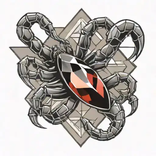 A Scorpion In A Diamond With Black And Red