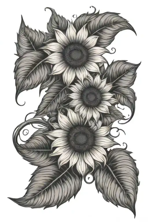 Sunflower Vine Line Work Shoulder Arm
