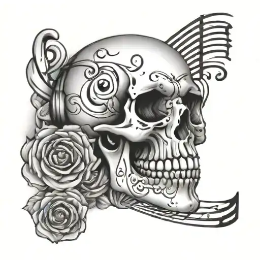 Music Notes And Skull Made