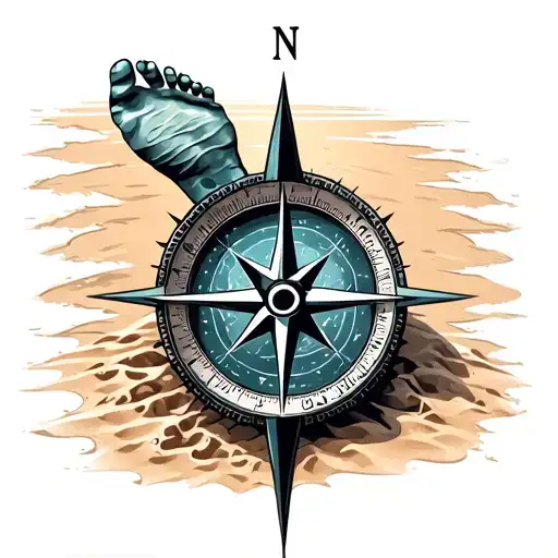 Footprints In The Sand Compass