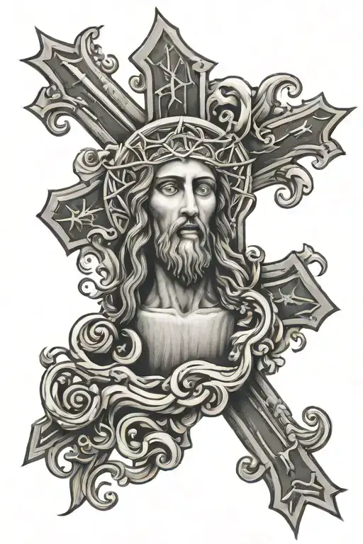 Cross With Jesus Face Inside It