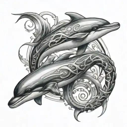 Dolphin And Scorpion Intertwined