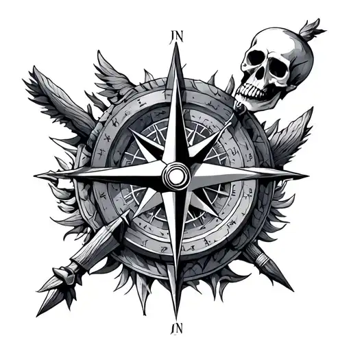 Njord With Nord Compass And Skulls
