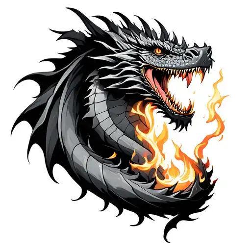 Mythical Dragon Breathing Fire