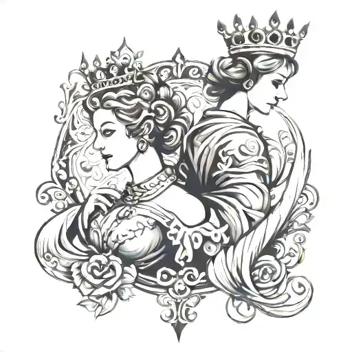 Card King And Women's Silhouette