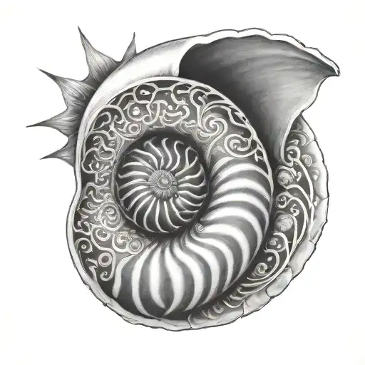 Nautilus Shell With Sun Rays