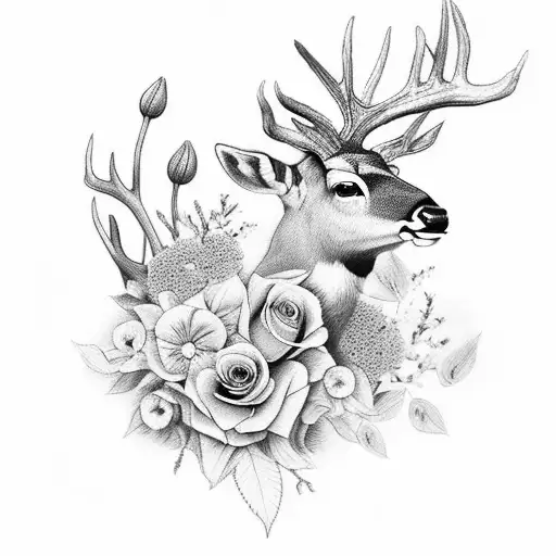 Flowers With Deer