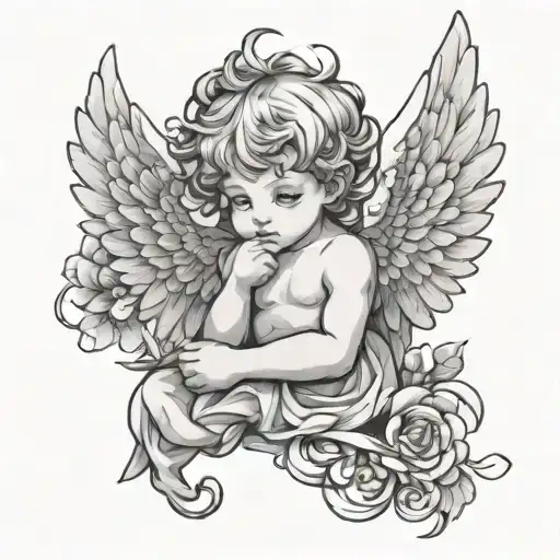 Anime Cherub Line Art