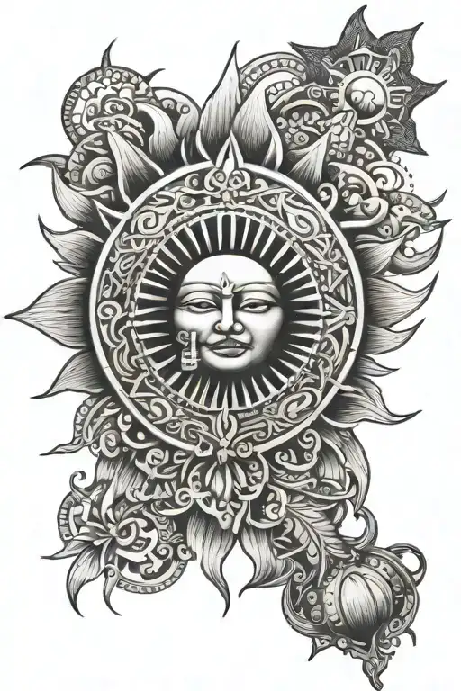 Black And Grey Filipino Sun