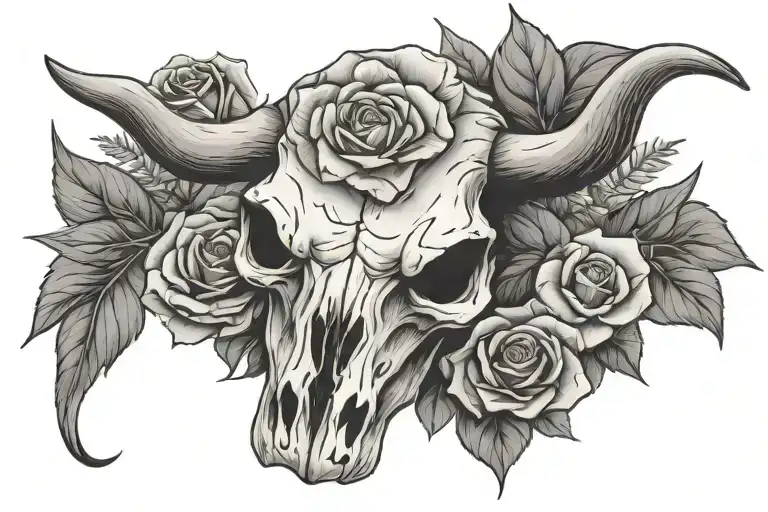 Bull Skull And Rose