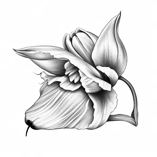 Tulip With A Bone Hand Holding It With Thorns On The Vine