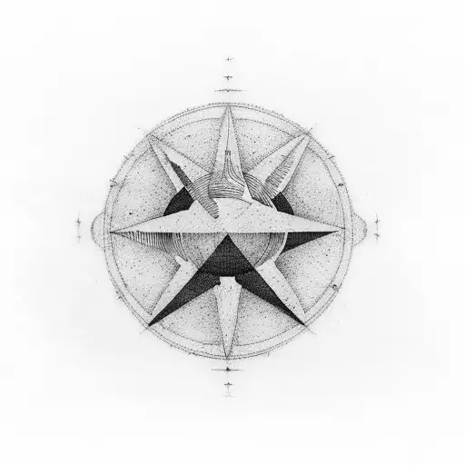 Outline Of An Island With A Four Point Red Star