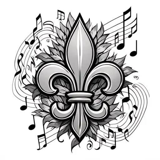Fleur De Lis And Music Notes