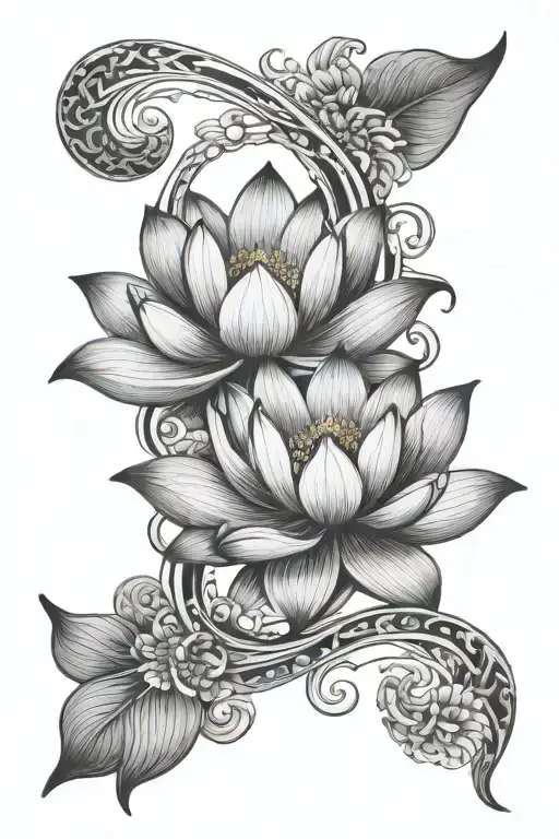Lotus Flower And Pisces Sign Intertwined