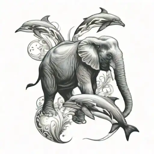 Elephant And Dolphins