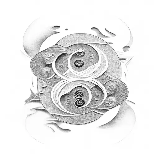 Yin And Yang With Water Waves And Wu Wei Symbol