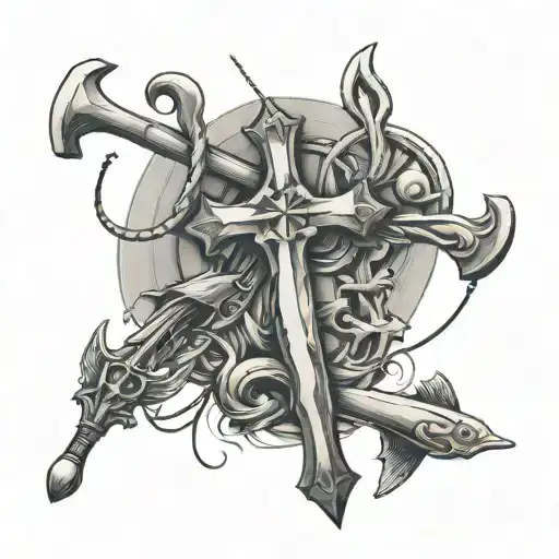 Biblical Crosses With Fishing Rod